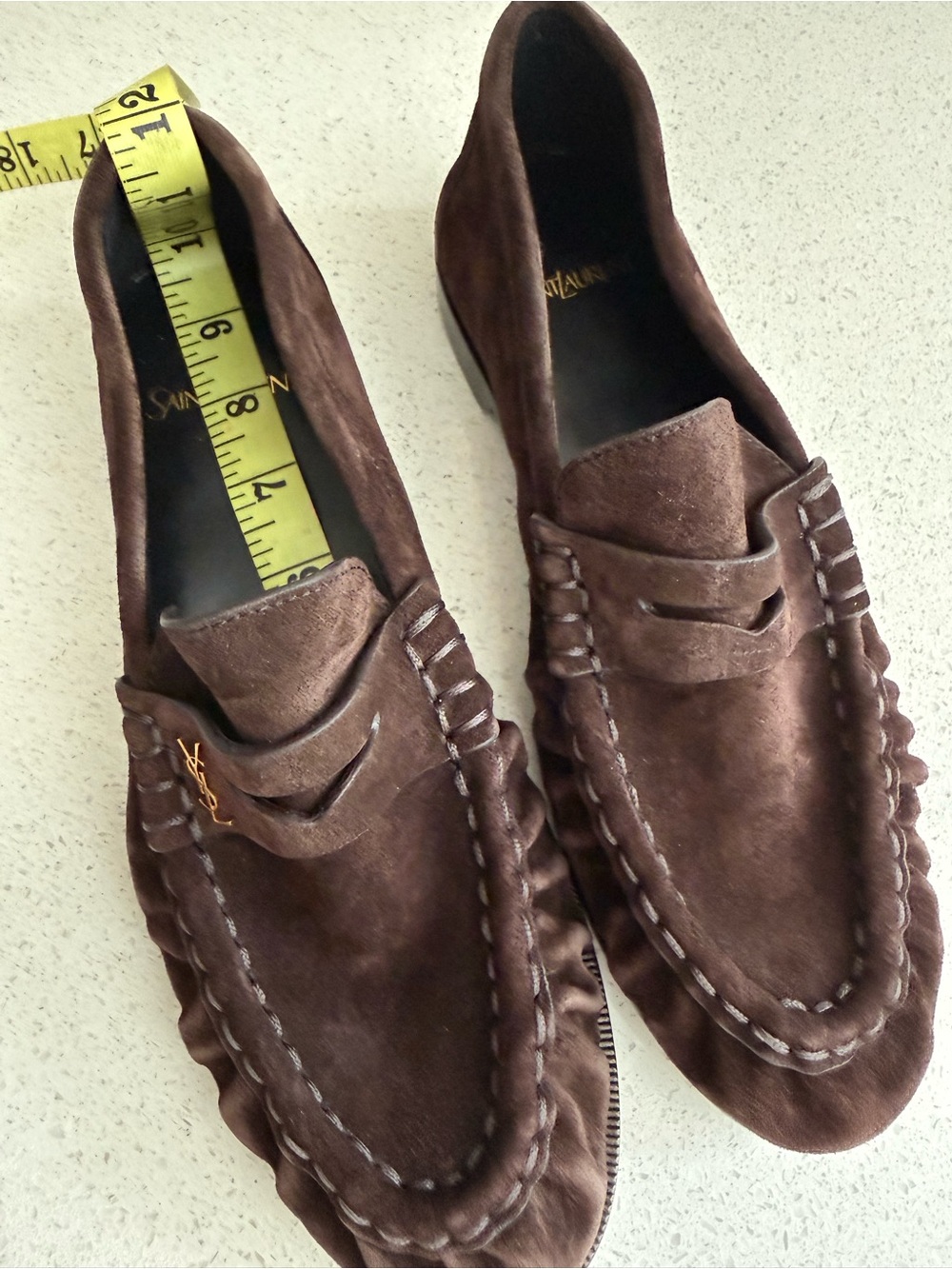 SAINT LAURENT YSL Le Loafer Brown Suede Penny Loafers Size EU 39 US 9 - Picture 7 of 10